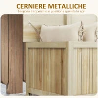 Panca Contenitore da Giardino da 172L in Legno di Abete, 120x55x45cm, Colore Legno