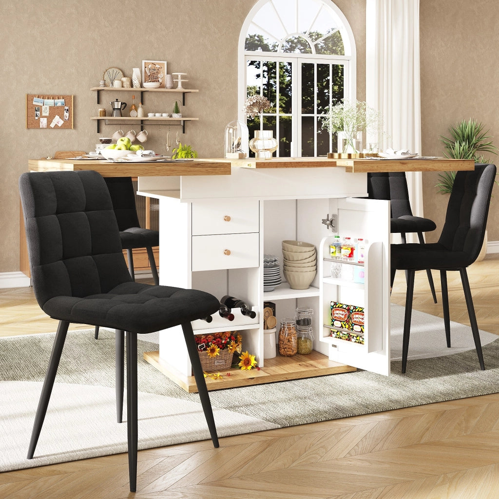 Tavolo da pranzo estensibile 110-140x80 cm con vani porta snack e vino