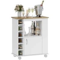 Carrello da Cucina con Armadietto e Ripiani Regolabili, Ruote Girevoli e Freno, 75x39.5x88 cm, Bianco