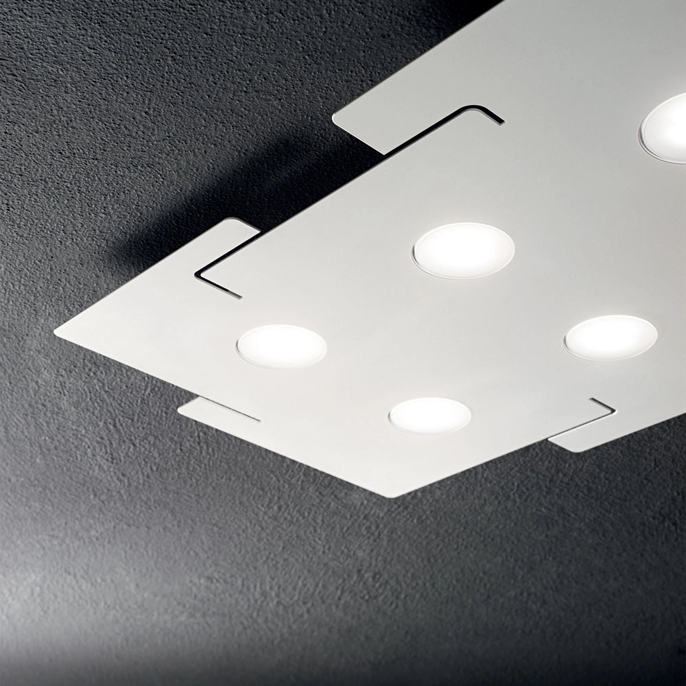 Plafoniera Moderna Totem Metallo Bianco 6 Luci Gx53 9W 3000K Luce Calda