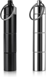 Dispensatore di pillole personale, 2 pezzi di supporto per chiavi metalliche contenitore per pillole - impermeabile, 3 compartimenti supporto per chiavi in lega di alluminio mini organizzatore di pillole per viaggi