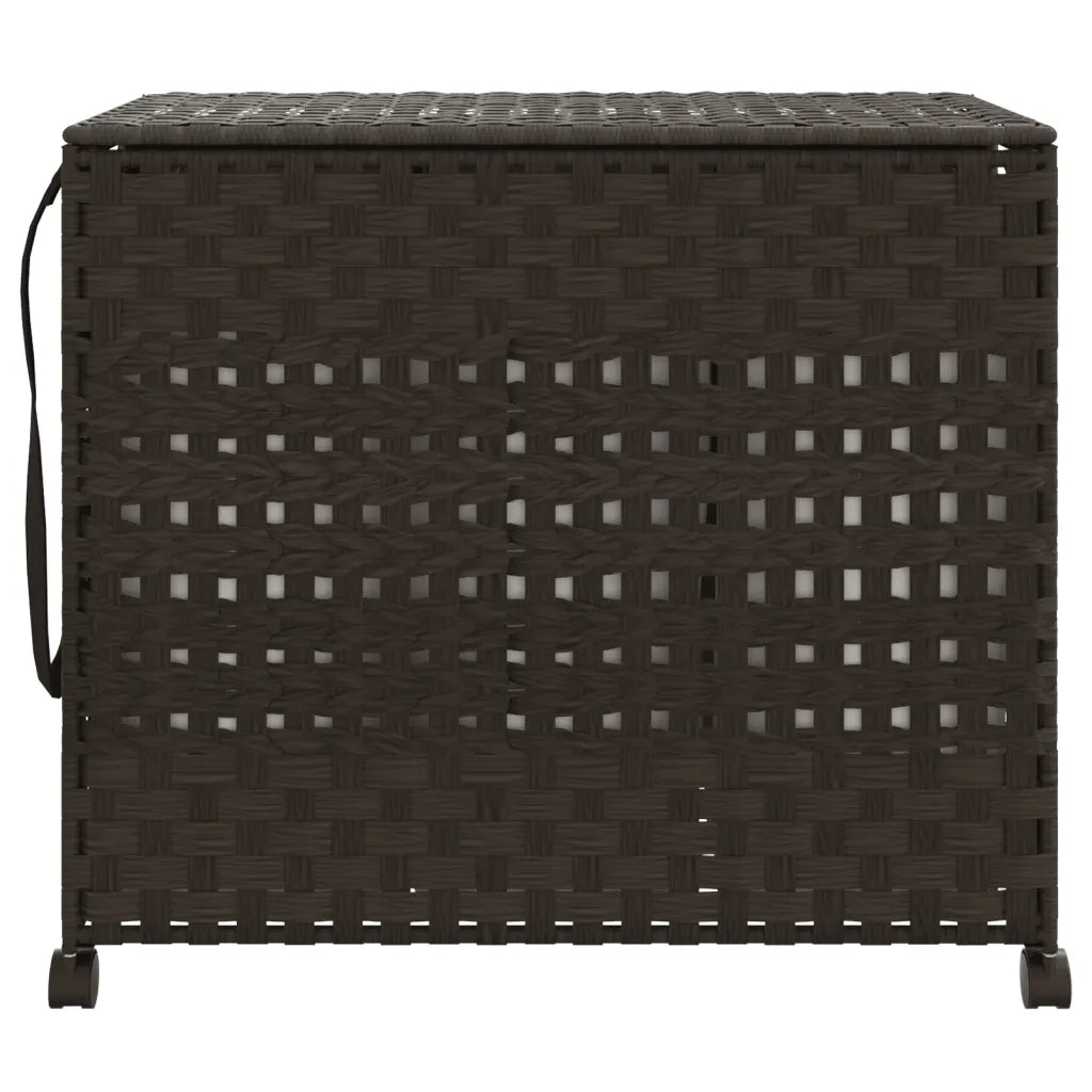 Cesto Portabiancheria Ruote Marrone Scuro 66x35x60 cm Rattan CFW5936662