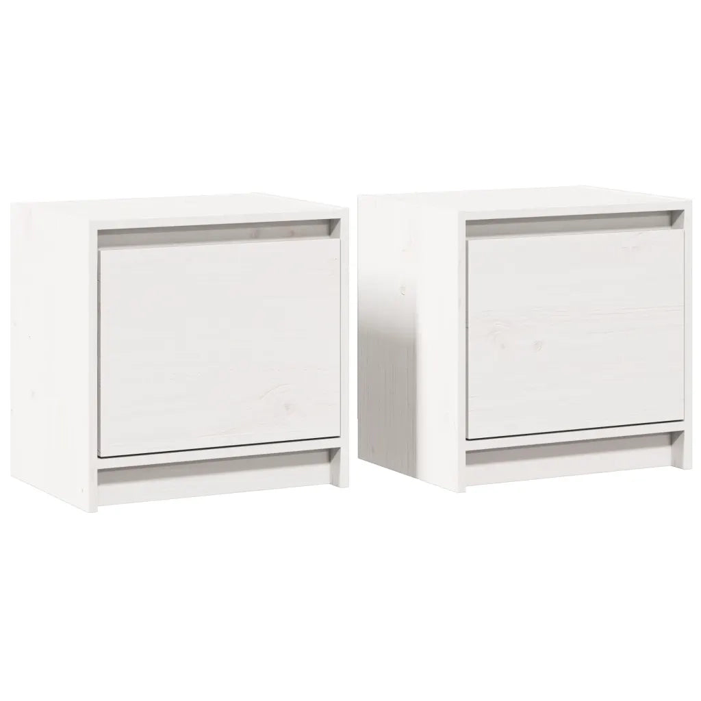 Comodini 2 pz-Set di 2 Tavolino da notte Bianchi 40x30,5x40 cm in Legno Massello di Pino 571503