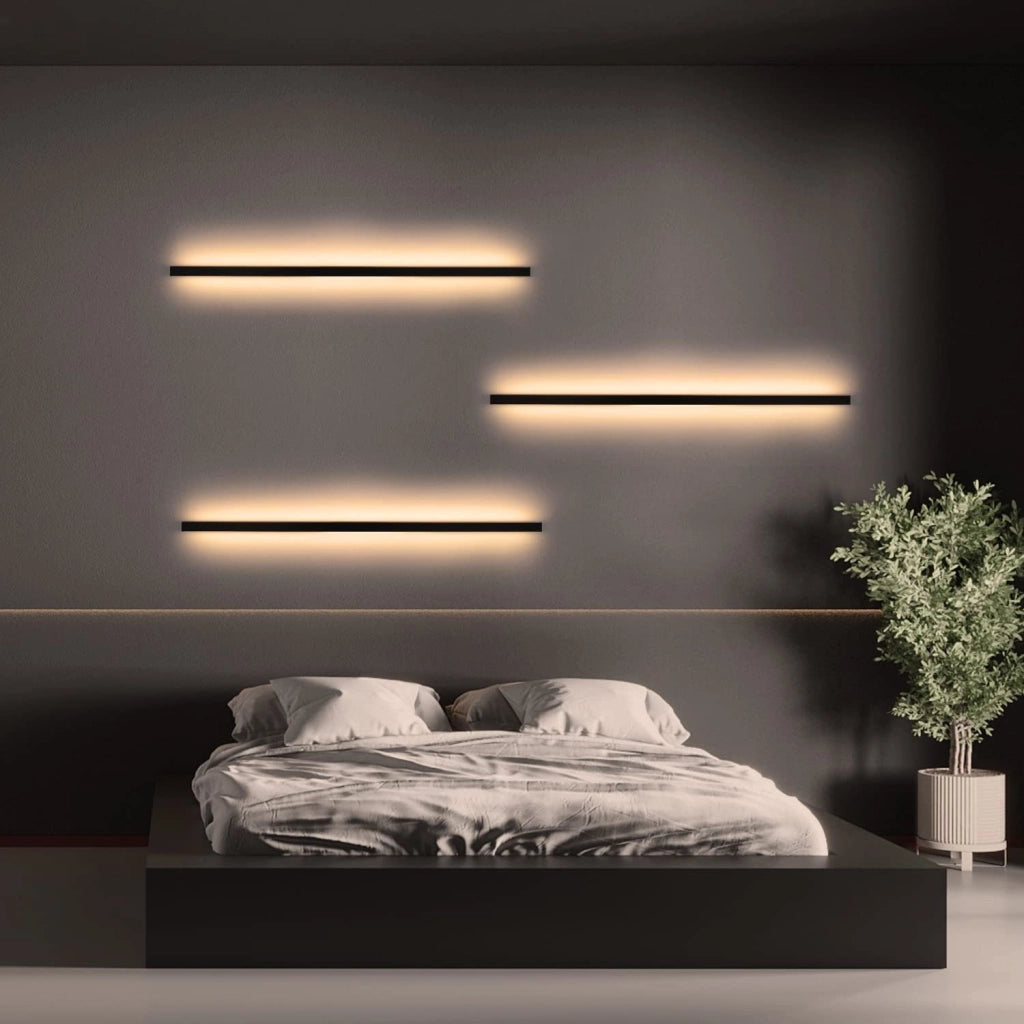 ZMH Applique da parete a LED moderna nera da 100cm per interni per corridoio e camera da letto