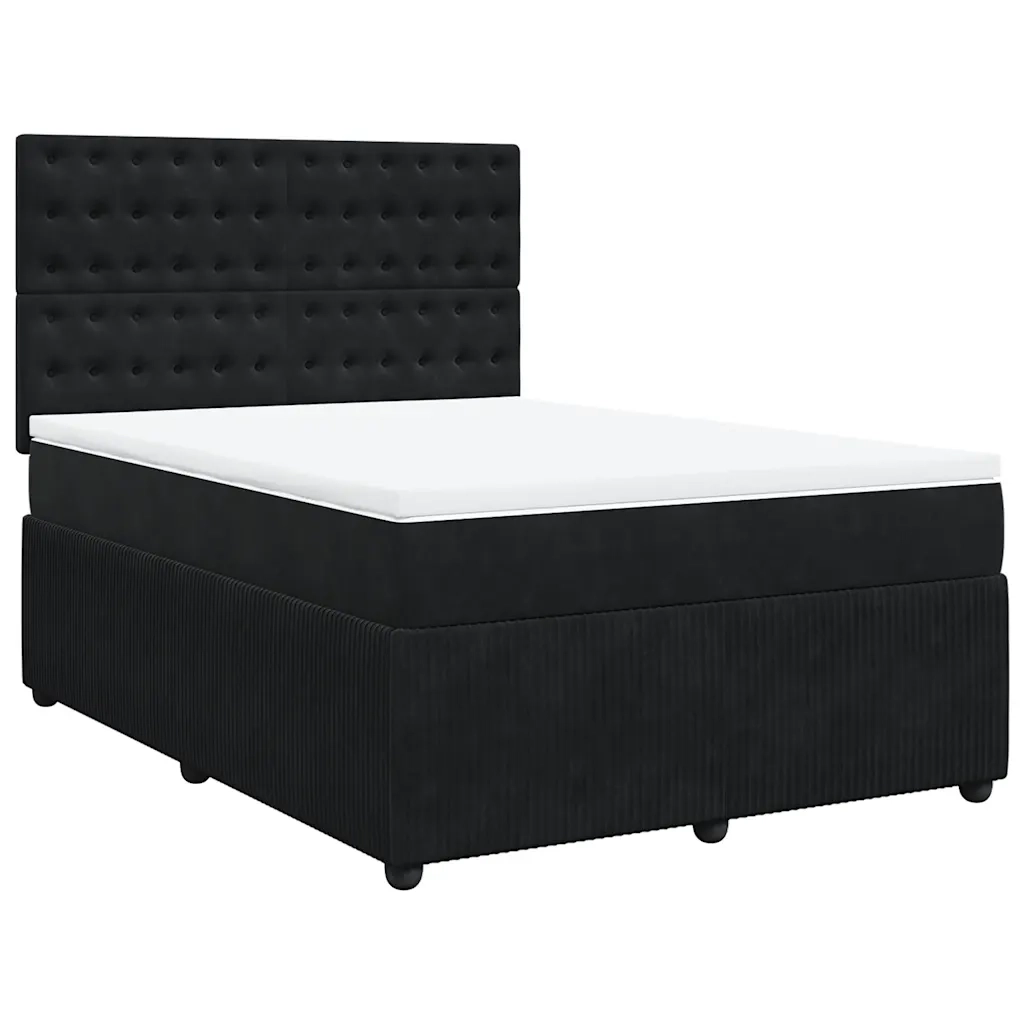 Giroletto a Molle con Materasso Nero 140x190 cm in Velluto 3292348