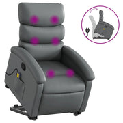 Poltrona | Sedia Relax Alzapersona Reclinabile Massaggio Grigio Similpelle