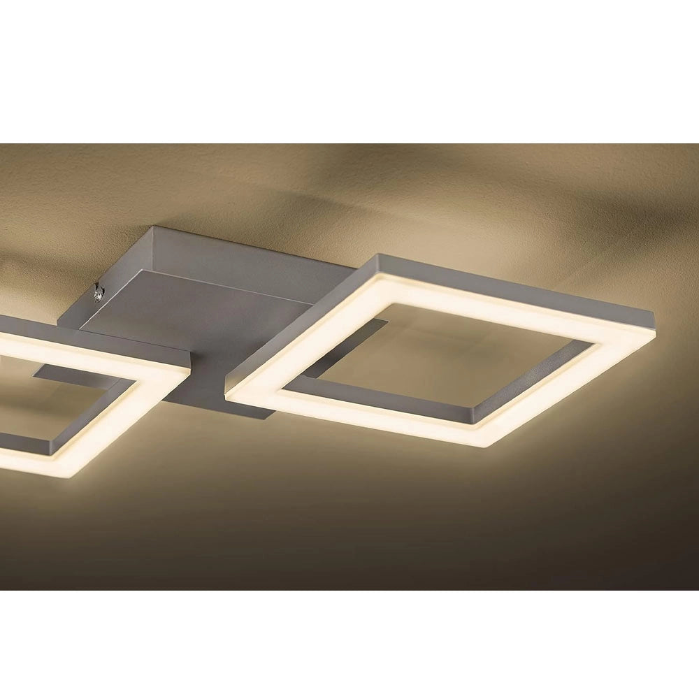 Plafoniera a Led con 2 Quadrati Moderni Nickel Huerta Eglo