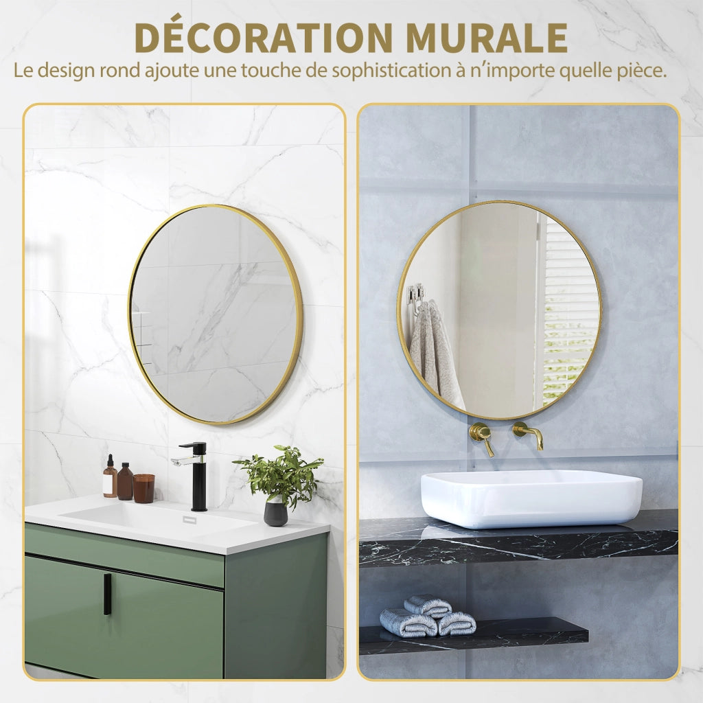 Specchio rotondo da bagno con cornice in metallo ¨C Minimal ¨C ? 70x2,5 cm oro