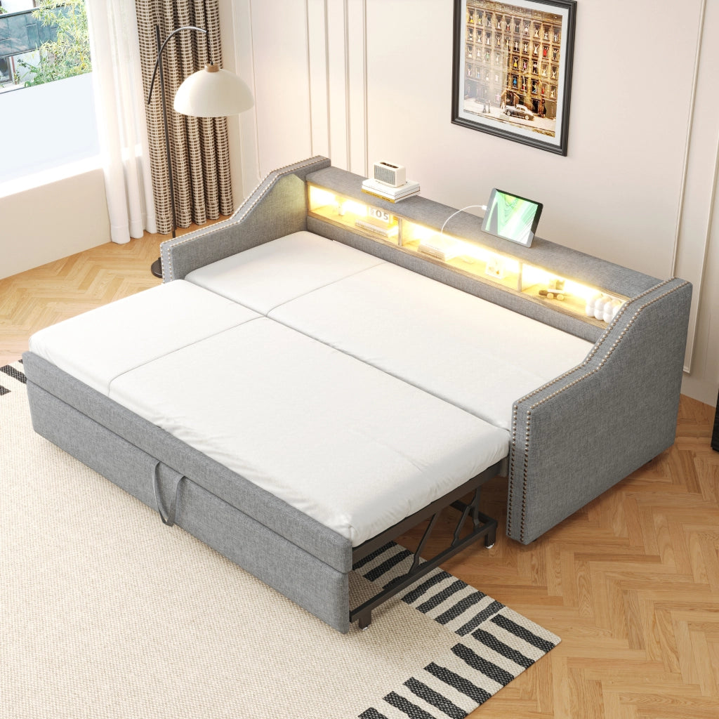 Letto divano estraibile tessuto di iuta 180x190 cm