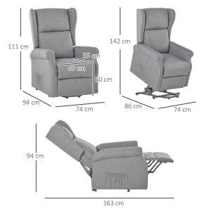 Poltrona Relax Elettrica con Alzapersona, Reclinazione 135°, Portata 200 kg, Grigia