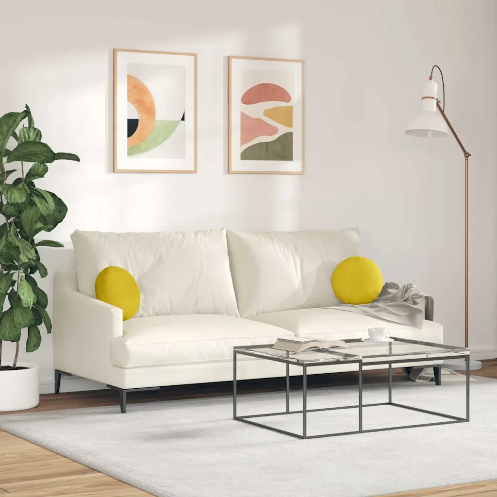 Cuscini per Seduta 2 pcs Giallo Ø30 x 13 cm Velluto