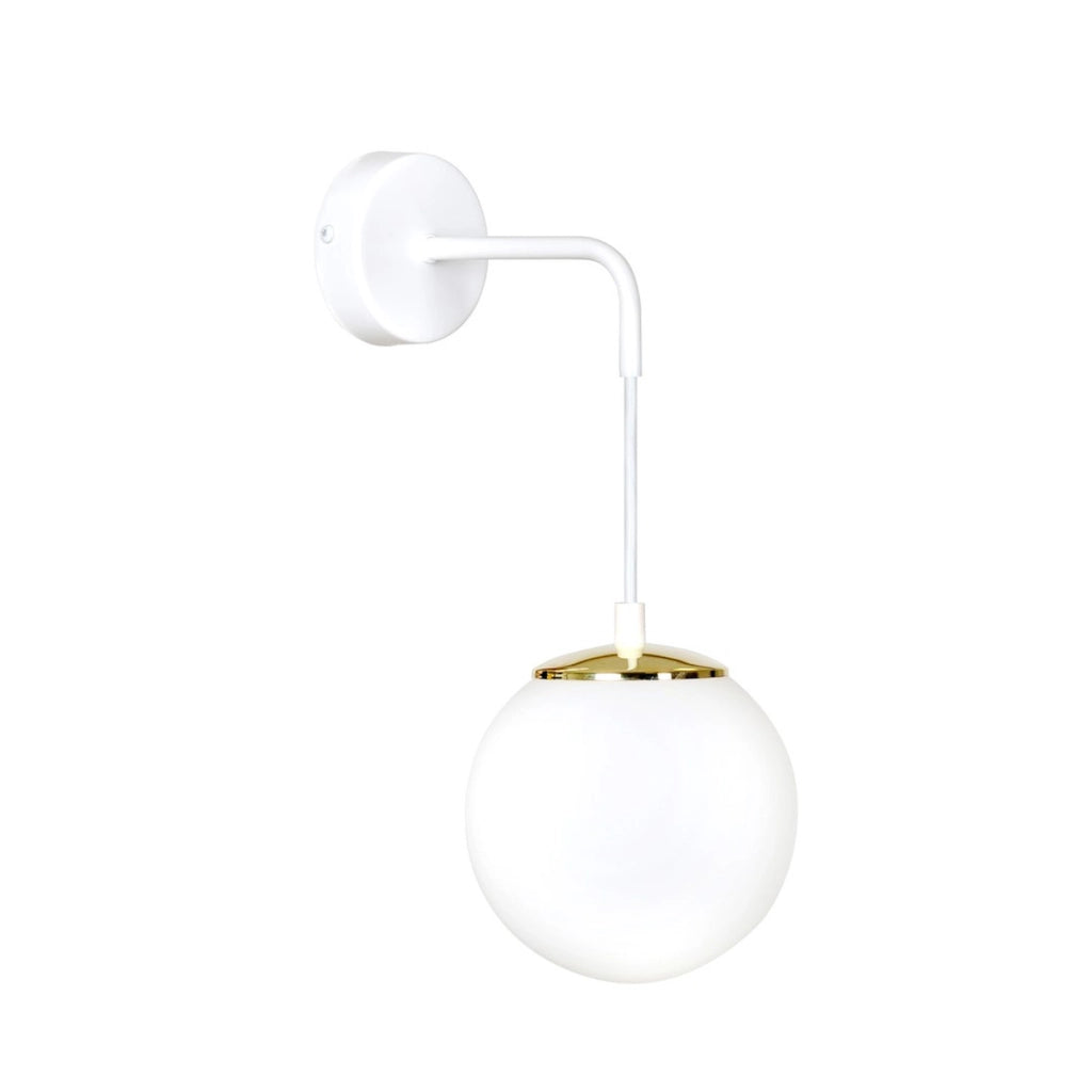 Lampada da parete Ognis in acciaio bianco e dettagli oro