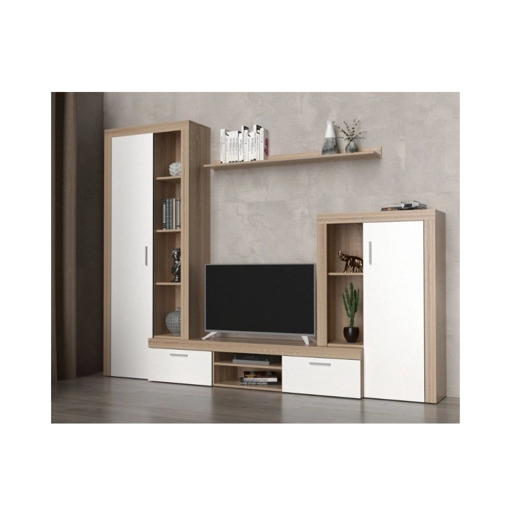 Parete attrezzata rovere sonoma e bianco Nobel 263,1x40x202h