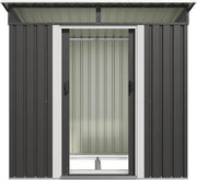 Capanno per attrezzi in metallo, 183 x 109 x 182 cm, con fondamenta, 3,6 m³ casa per attrezzi con lucernario e tetto spiovente, per esterni, resistente alle intemperie, capanno per biciclette