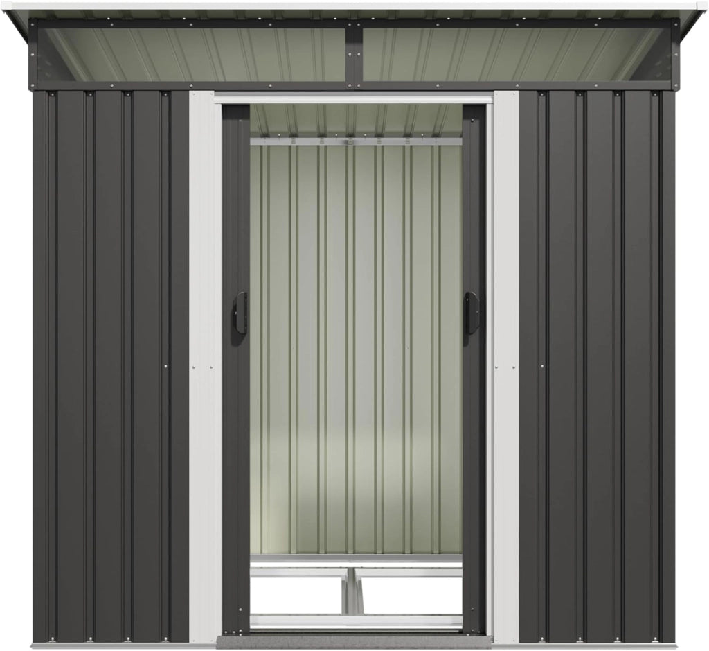 Capanno per attrezzi in metallo, 183 x 109 x 182 cm, con fondamenta, 3,6 m³ casa per attrezzi con lucernario e tetto spiovente, per esterni, resistente alle intemperie, capanno per biciclette