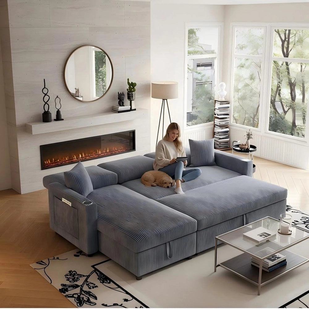 Divano Angolare con Dormeuse e Contenitore ¨C Xylo ¨C Modulare, Tessuto