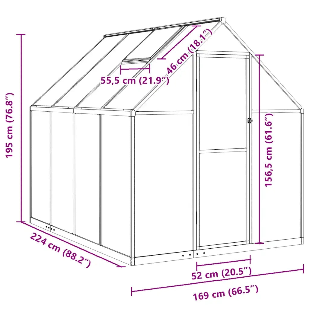 Telaio Serra con Base Antracite 224x169x195 cm in Alluminio