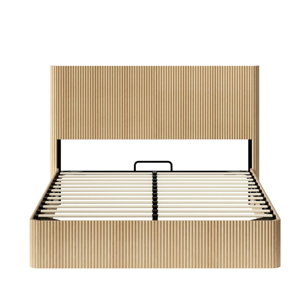 Letto Contenitore con Alzata Idraulica ¨C MINIMAL ¨C Rovere Chiaro, Doghe Massello, 160x200