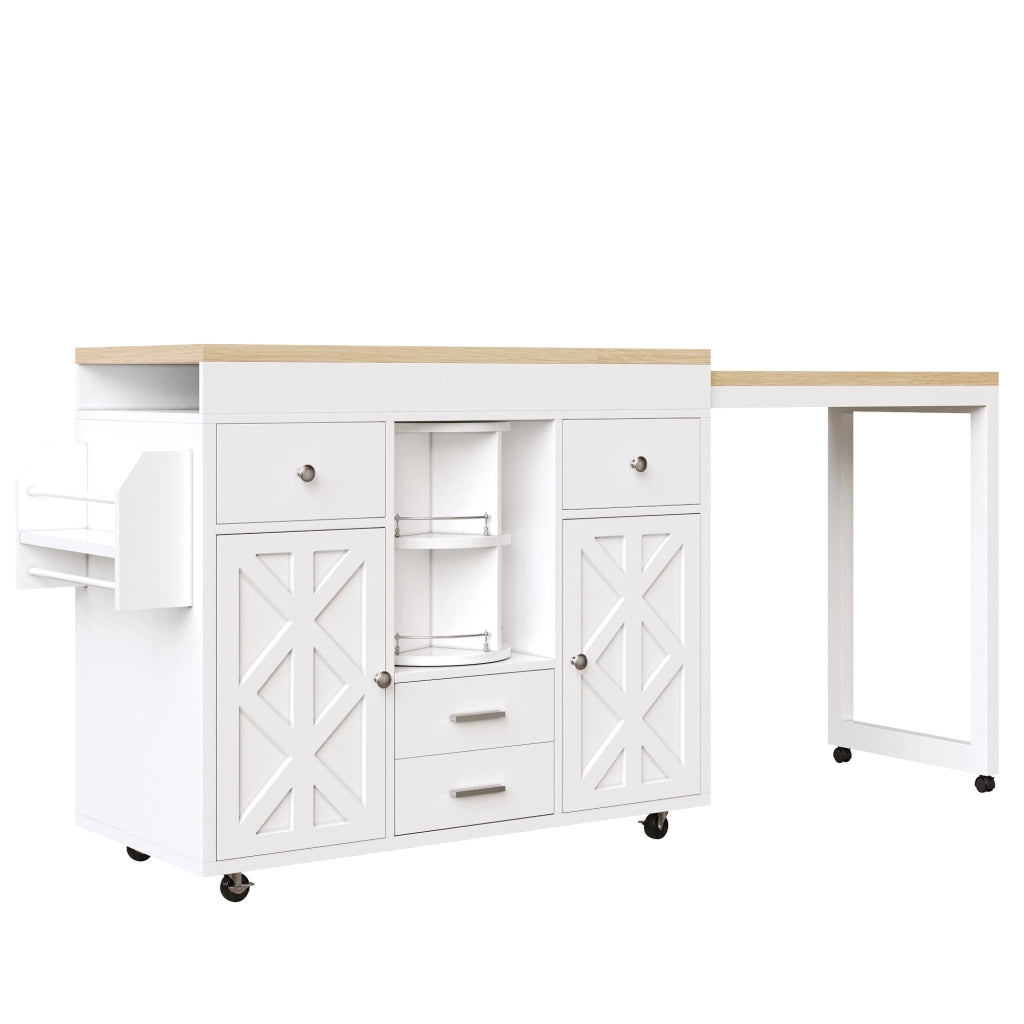 Tavolino da Bar Allungabile con Ruote ¨C MINIMAL ¨C Legno, Ripiano Regolabile, Organizer 360¡ã