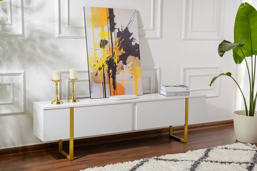 Porta TV in legno "Serenity" - 180 x 29 x 50 cm - Bianco