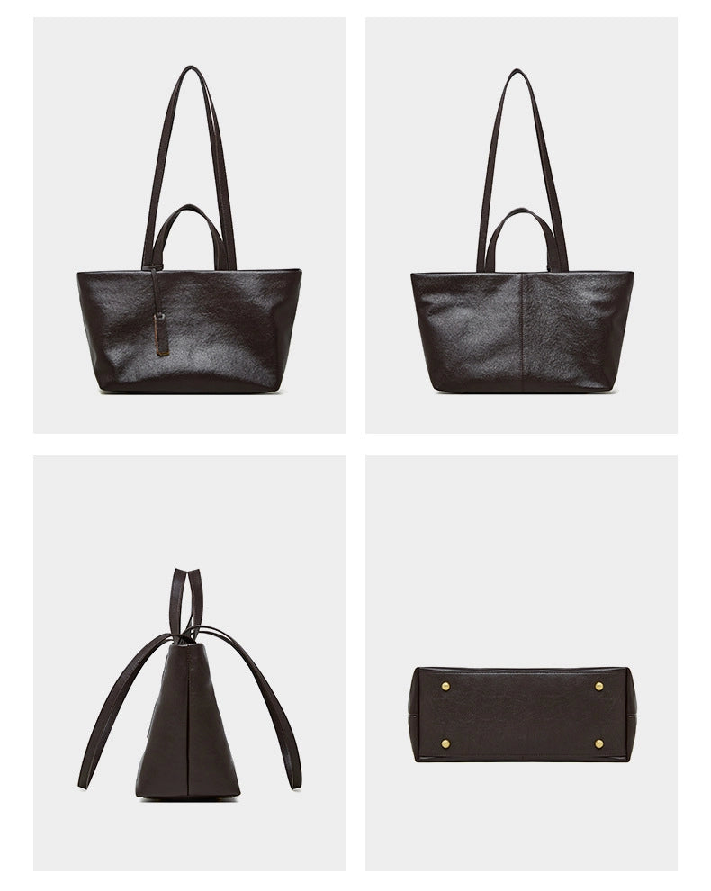 Borsa a tracolla da donna in vera pelle marrone