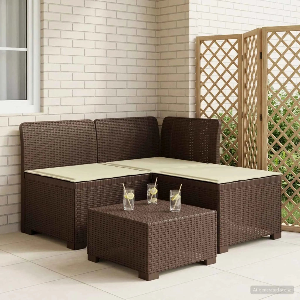 Divano da giardino 3 posti con cuscini in look rattan PP 8011892