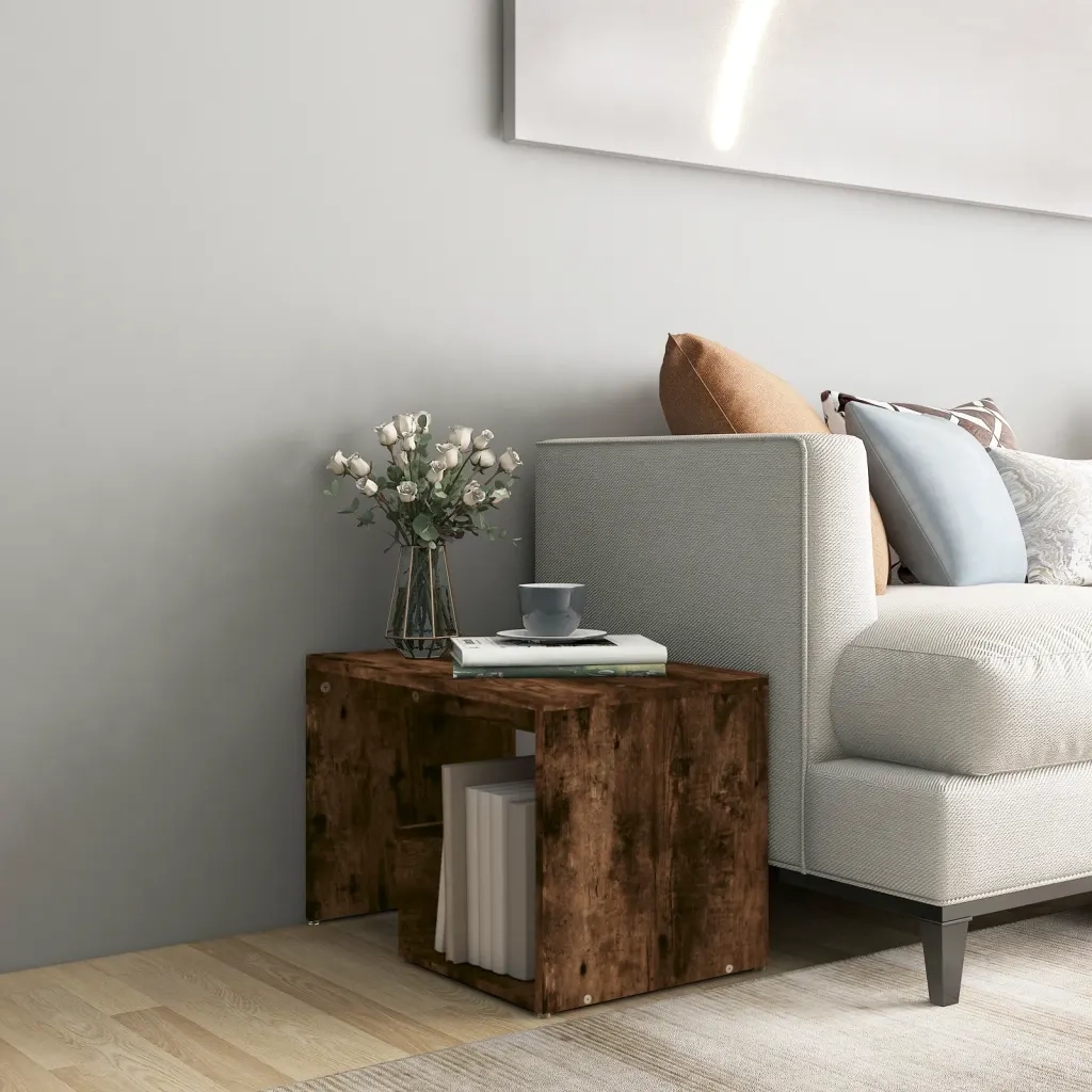 Tavolino | Tavolo laterale Rovere Fumo 59x36x38 cm in Legno Multistrato