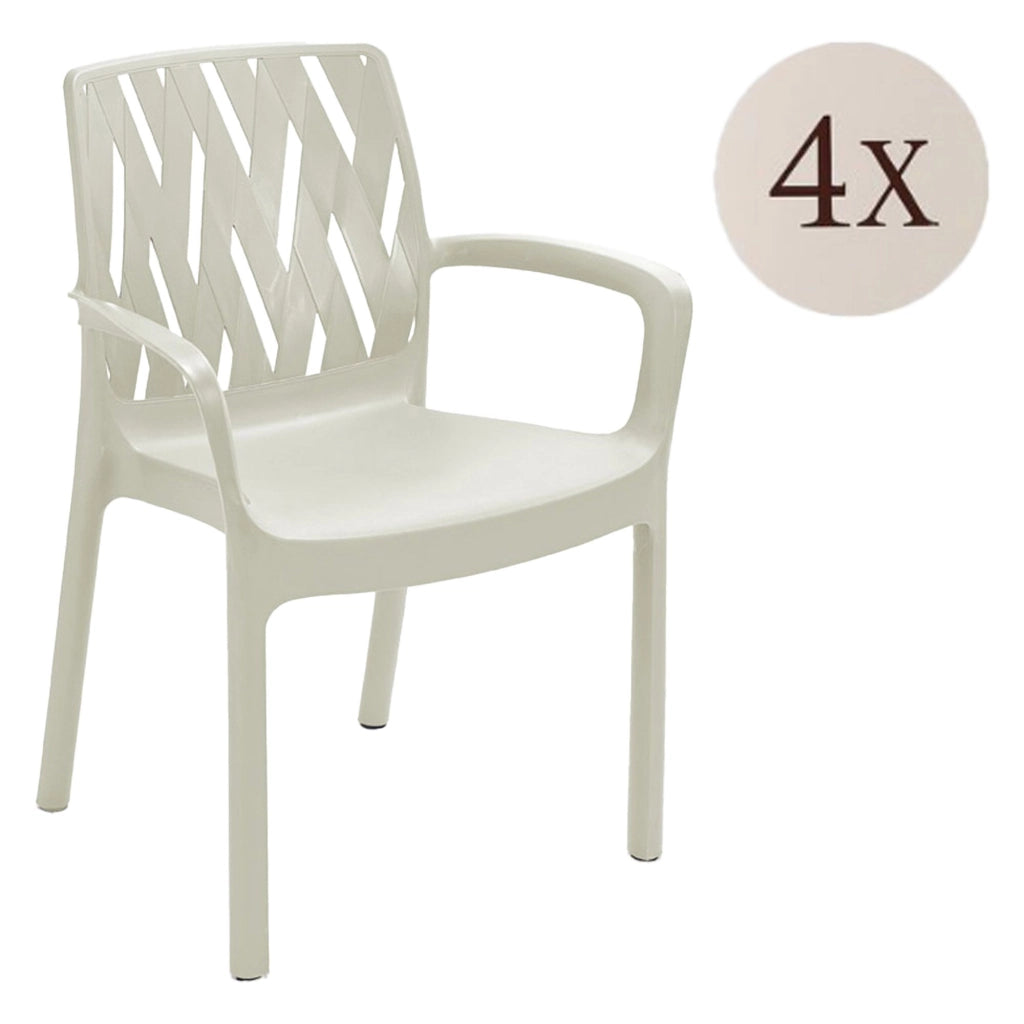 Rumley, Sedia da Esterno 4 Sedie Made in Italy, Bianco