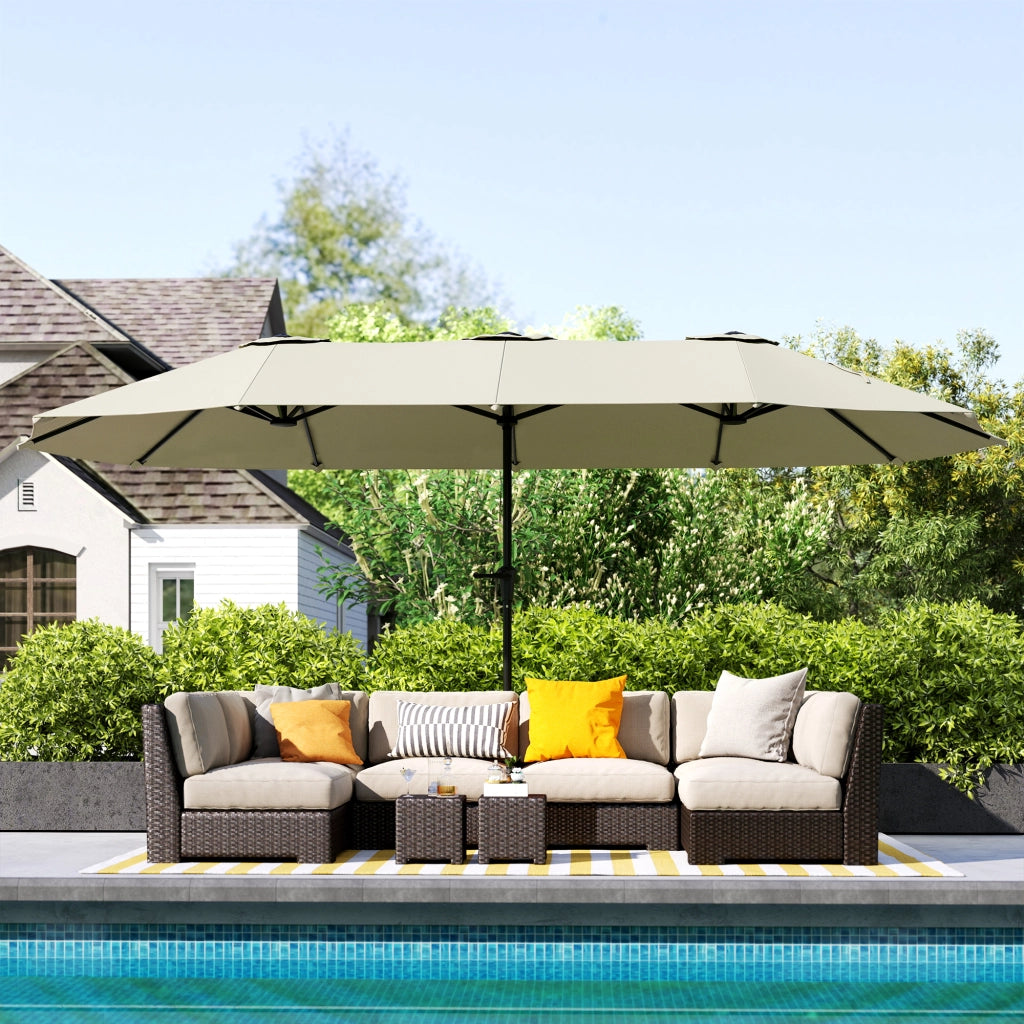 Ombrellone Doppio da Giardino ¨C zephmum ¨C Crema 4x2,2 m