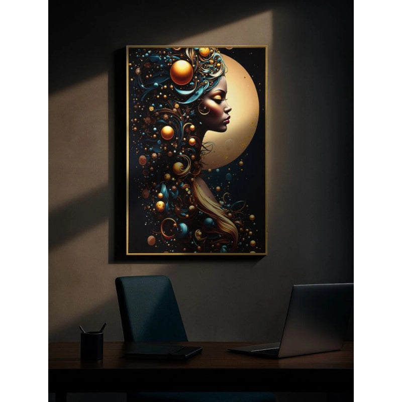Stampa Con Led Su Tela Laccata Con Cornice Minerva -a- cm 60x3,5x90