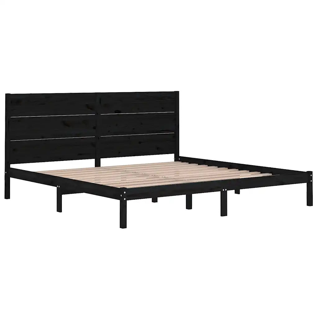 Giroletto Nero in Legno Massello di Pino 200x200 cm 3104177