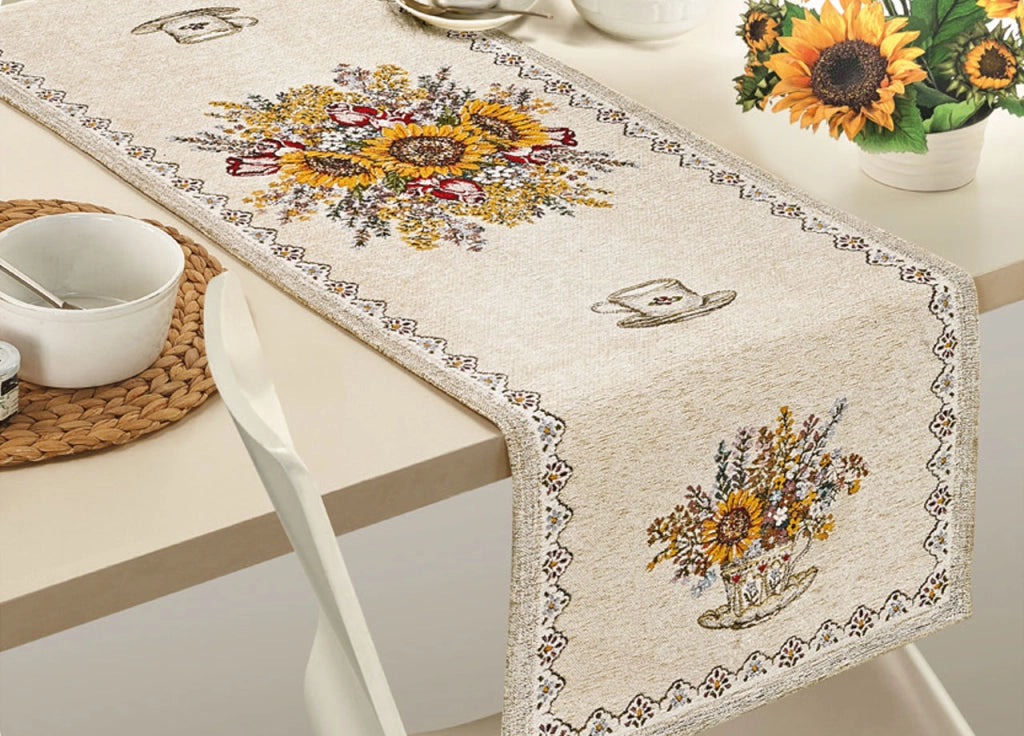 Tovaglia Copritavolo Centrino Runner Tavola Fantasia Floreale Sunlight Girasoli - 40x180 - Sunlight