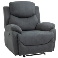Poltrona Relax Manuale Ergonomica in Tessuto, Poltrona Reclinabile a 150° e Poggiapiedi per Casa e Ufficio, 93x88x102cm, Grigio Scuro