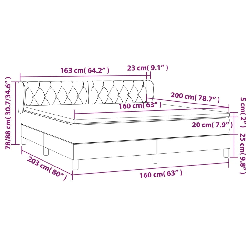 Giroletto a Molle con Materasso Rosa 160x200 cm in Velluto