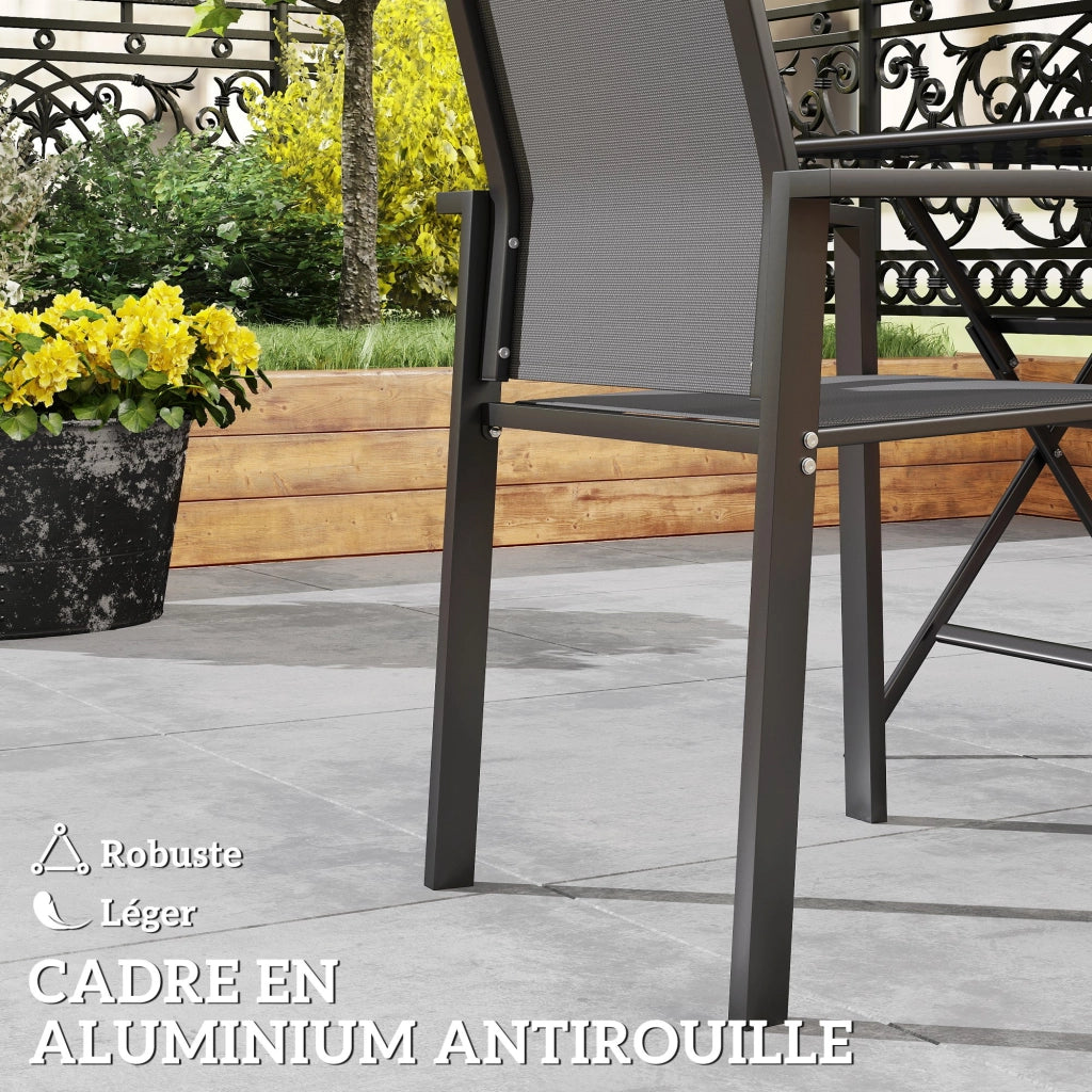 Sedia da giardino impilabile ¨C zephmum ¨C grigio scuro, alluminio, 56x58x89 cm