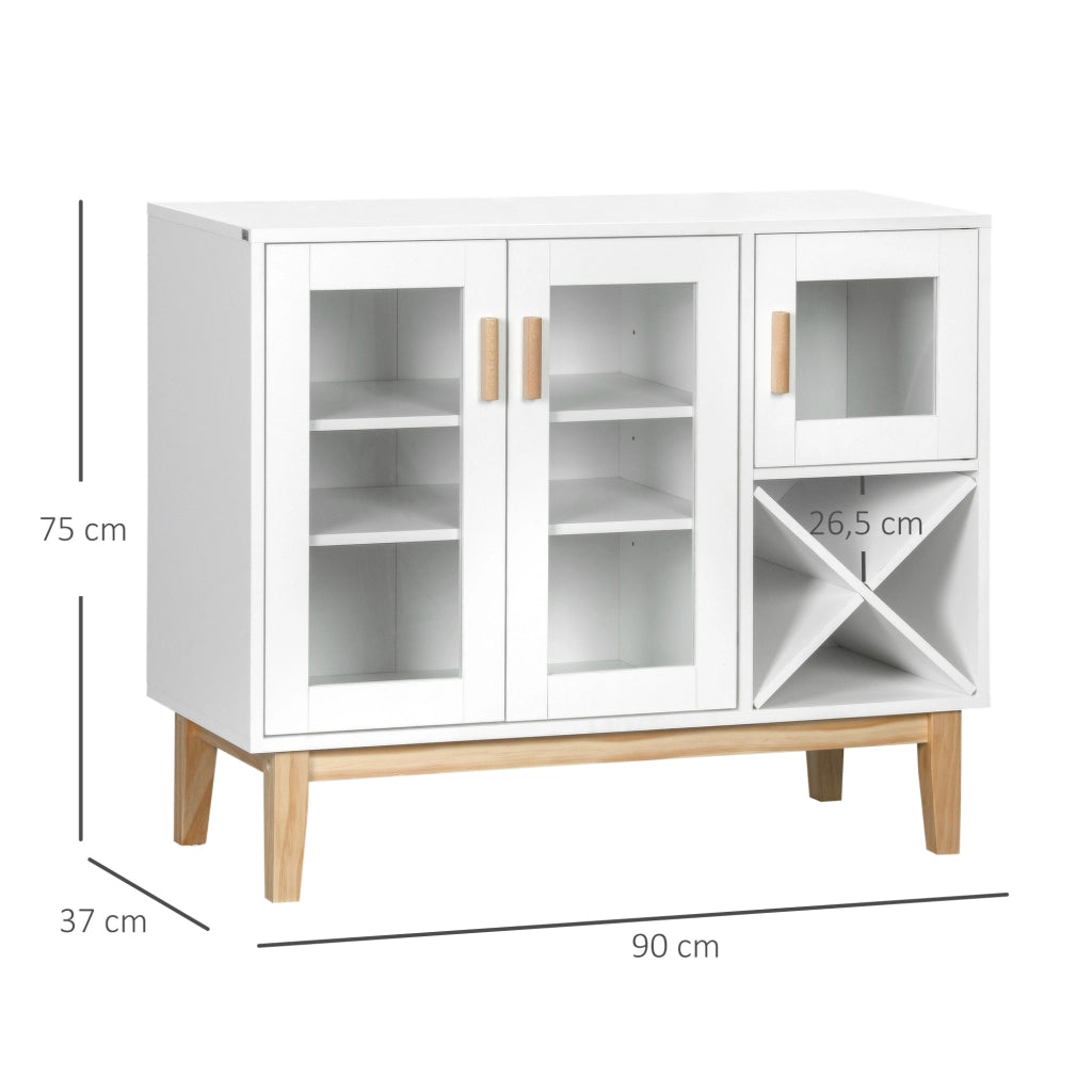 Tavolo da cucina con vetro e portabottiglie ¨C zephmum ¨C Bianco 90x37x75 cm