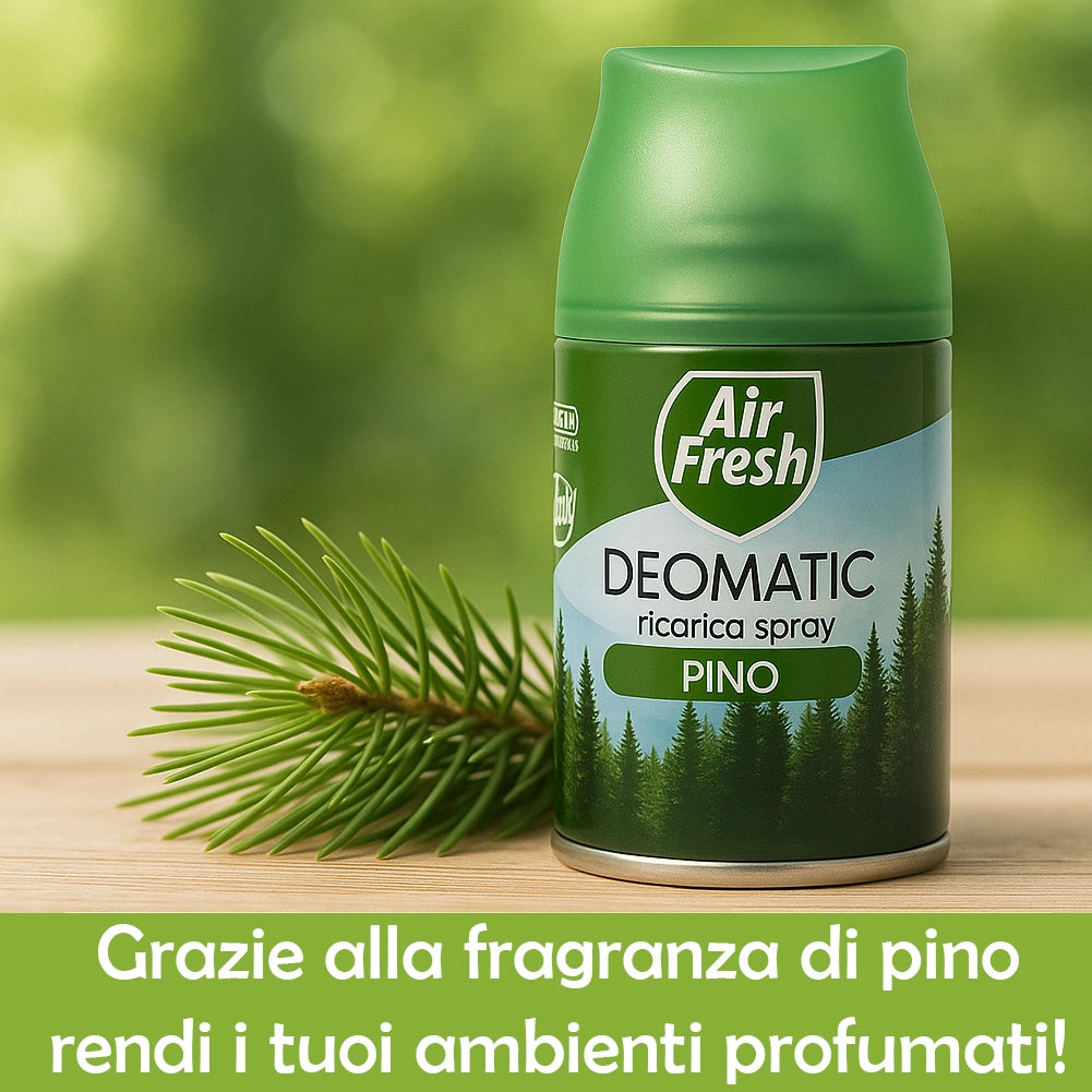 Air Fresh Deomatic Ricariche Profumatore Ambiente 6x250ml Spray Pino Antiodore
