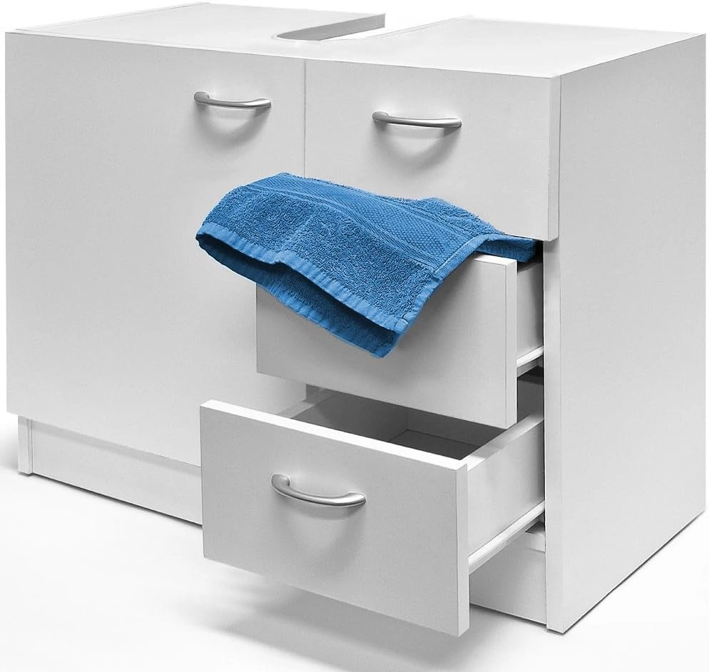 ® Armadietto Sottolavabo 63X54x30 Ripiano con Anta 3 cassetti Mobile da Bagno a Terra Mobiletto Sottolavandino
