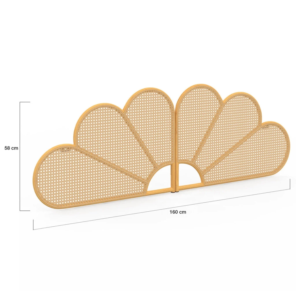 IDMarket - IVY Testata sospesa da 160 cm con effetto rattan e traliccio a forma di fiore