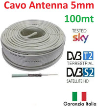 Cavo tv coassiale da 5 mm  100 metri bianco Electraline 28019