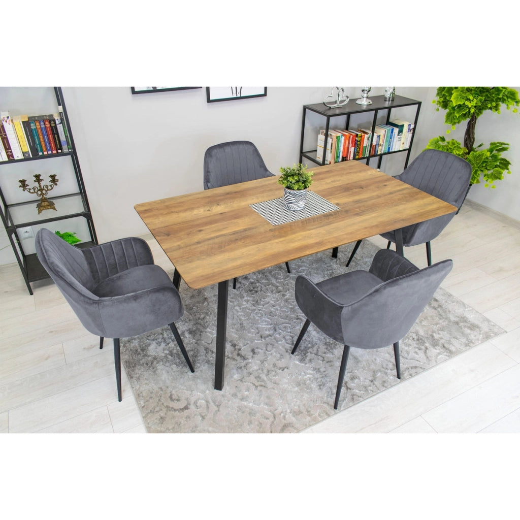 Sedia di design Lugo in velluto grigio scuro con gambe nere