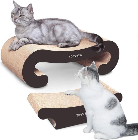 Palo da gatto 2 in 1 - gancio da gatto sostenibile in cartone - con catnip - dimensioni: 55 x 22 x 19 cm & 44 x 22 x 135 cm