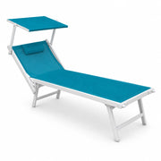 Tempo Style - Lettino Prendisole Verde con Parasole e telaio bianco