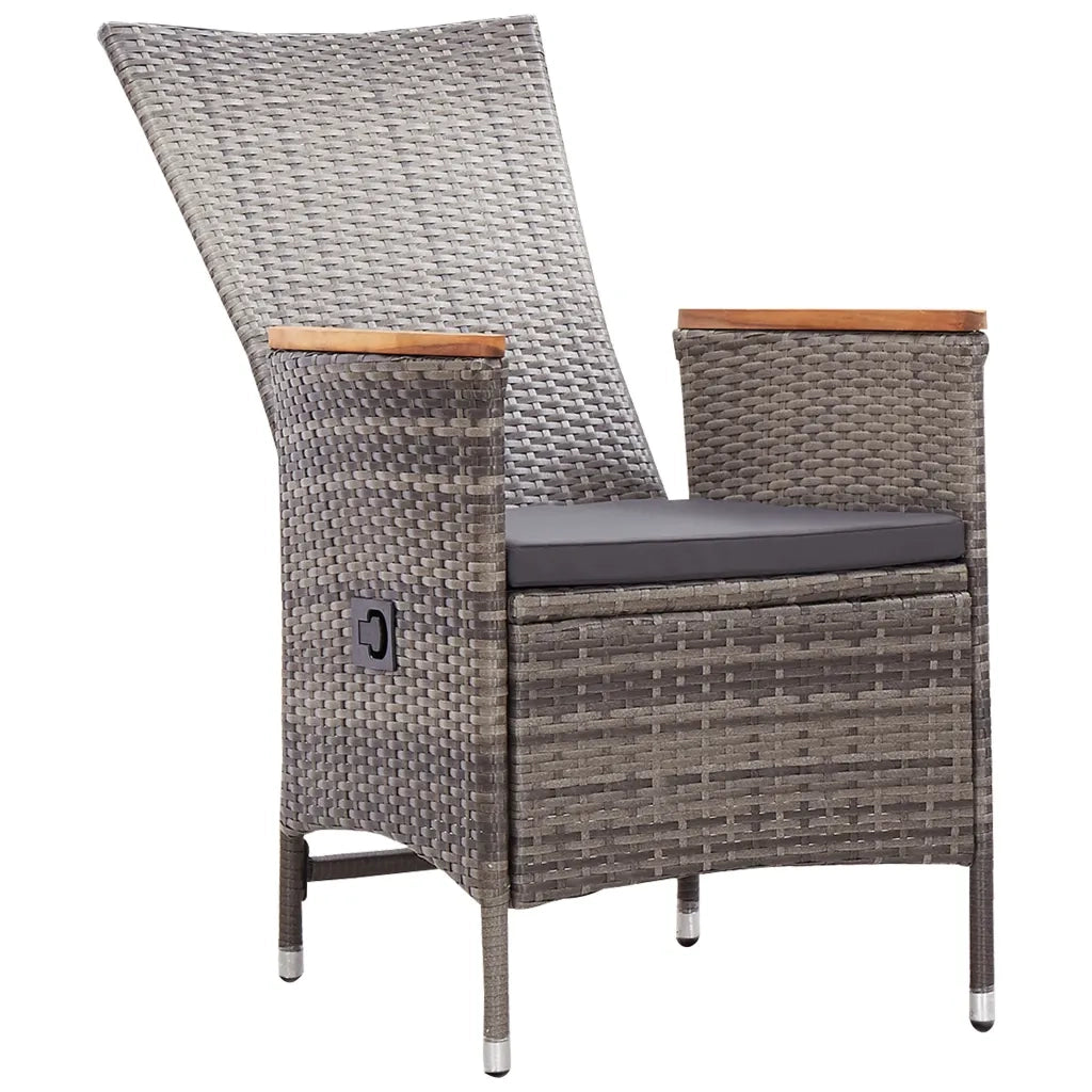 Set Mobili da Pranzo per Giardino 7 pz in Polyrattan Grigio cod mxl 36043