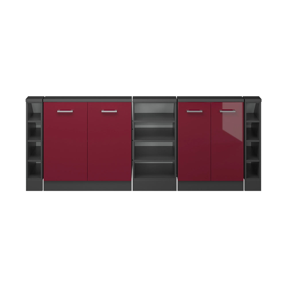 Set di mobili sottotetto Rion Rosso lucido/Antracite Set di 5 Vicco