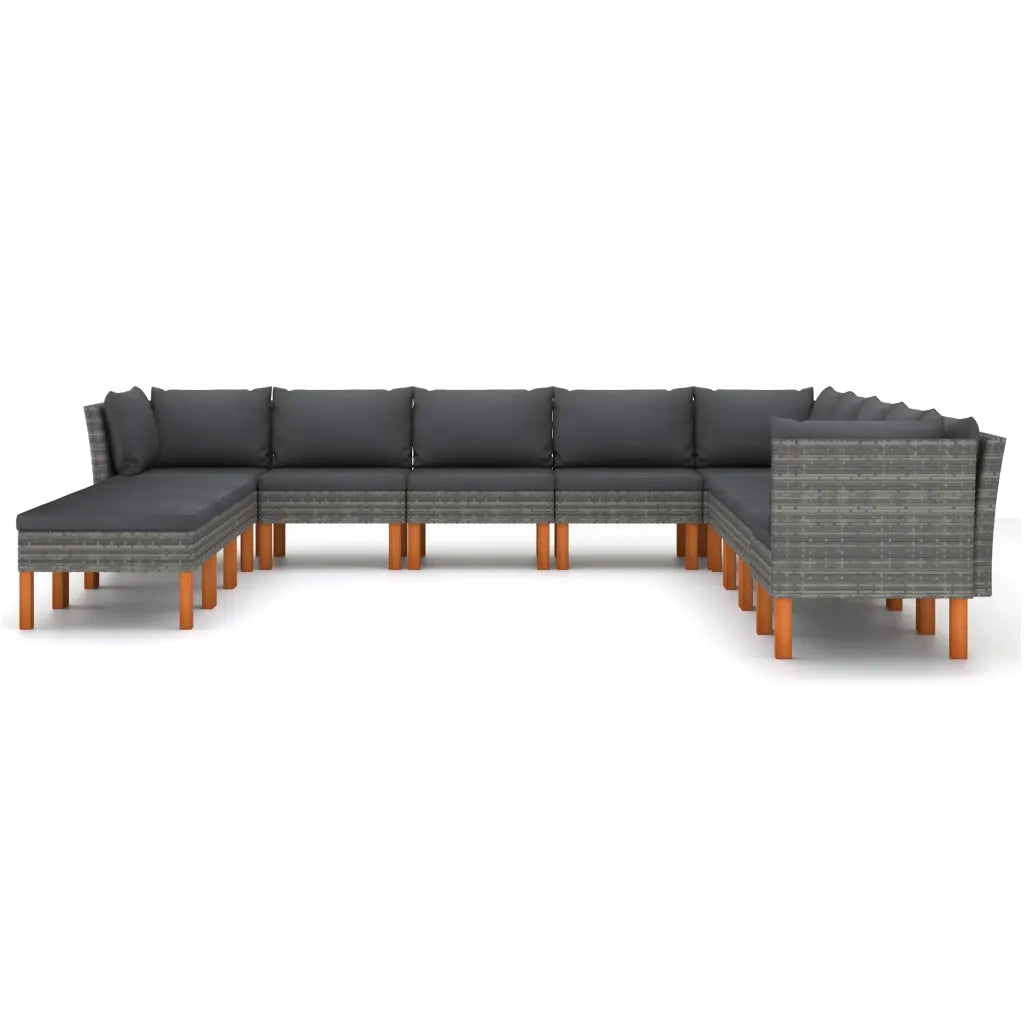 Set Divani da Giardino 12 pz con Cuscini in Polyrattan Grigio cod mxl 44520