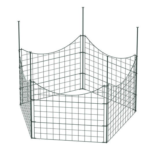 Recinzione giardino, set con 5 elementi verdi con bordo curvo, recinzione in rete metallica 770 x 8 x 640 mm, recinto a innesto di facile montaggio
