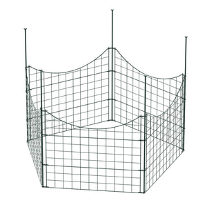 Recinzione giardino, set con 5 elementi verdi con bordo curvo, recinzione in rete metallica 770 x 8 x 640 mm, recinto a innesto di facile montaggio