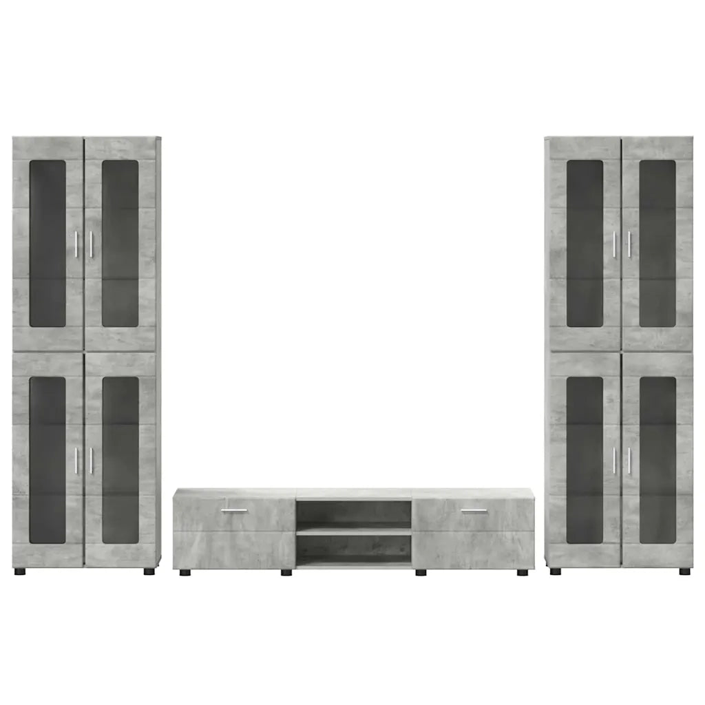 Set mobile TV FLORIN 3 pcs Grigio cemento Legno multistrato 3397987