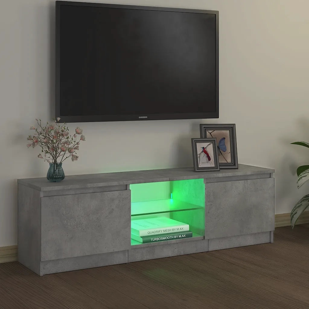 Mobile Porta TV con Luci LED Grigio Cemento 120x30x36 cm 804287